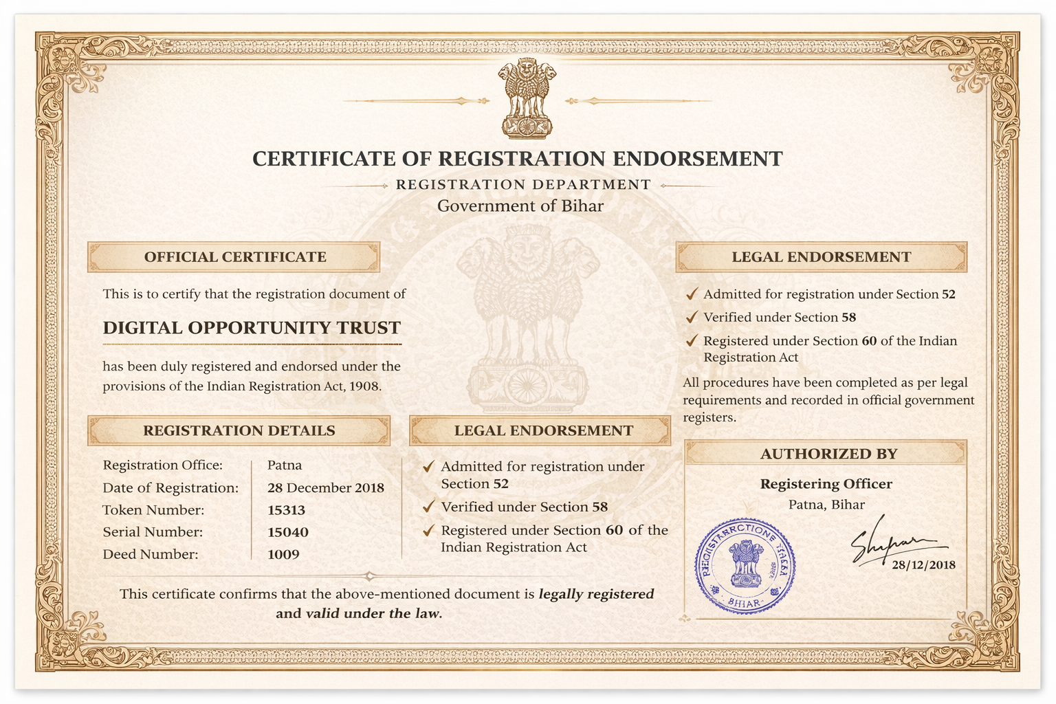 REGISTRATION CERTIFICATE